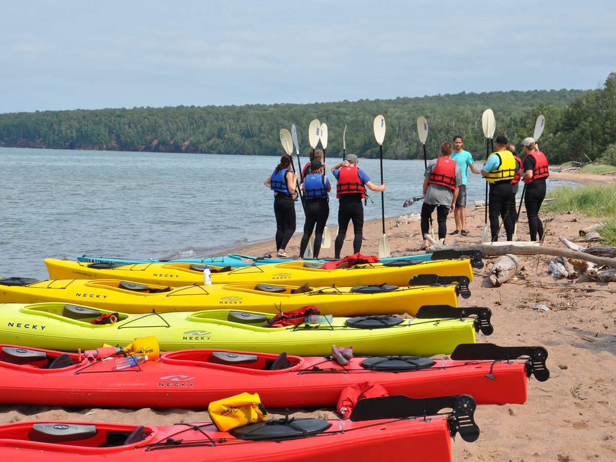 A row of different kayaks on a dock